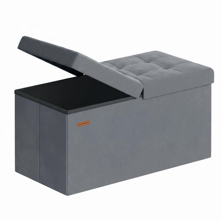 SONGMICS Sitzbank mit Stauraum, klappbare Sitztruhe, 38 x 76 x 38 cm | Aufbewahrungsbox, Deckel klap