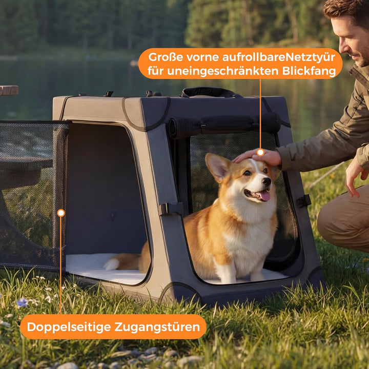 Snagle Paw Faltbare Transportbox,Stabiler Transportbox Hund Rückbank mit Kopfstützen-Gurt, Metallrah