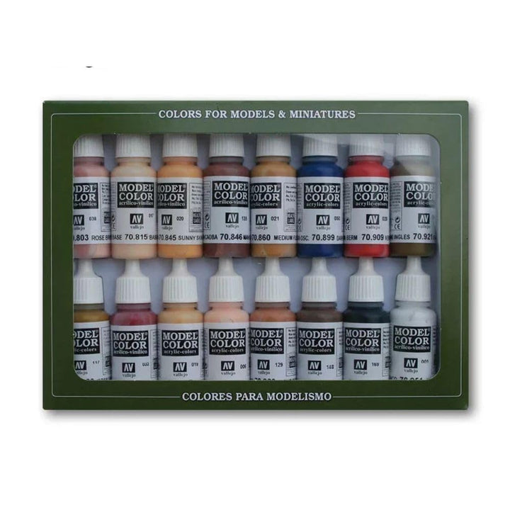 Vallejo 070125 Farbset, Gesichts-& Hautfarbe, 16 x17 ml, 17 ml (16er