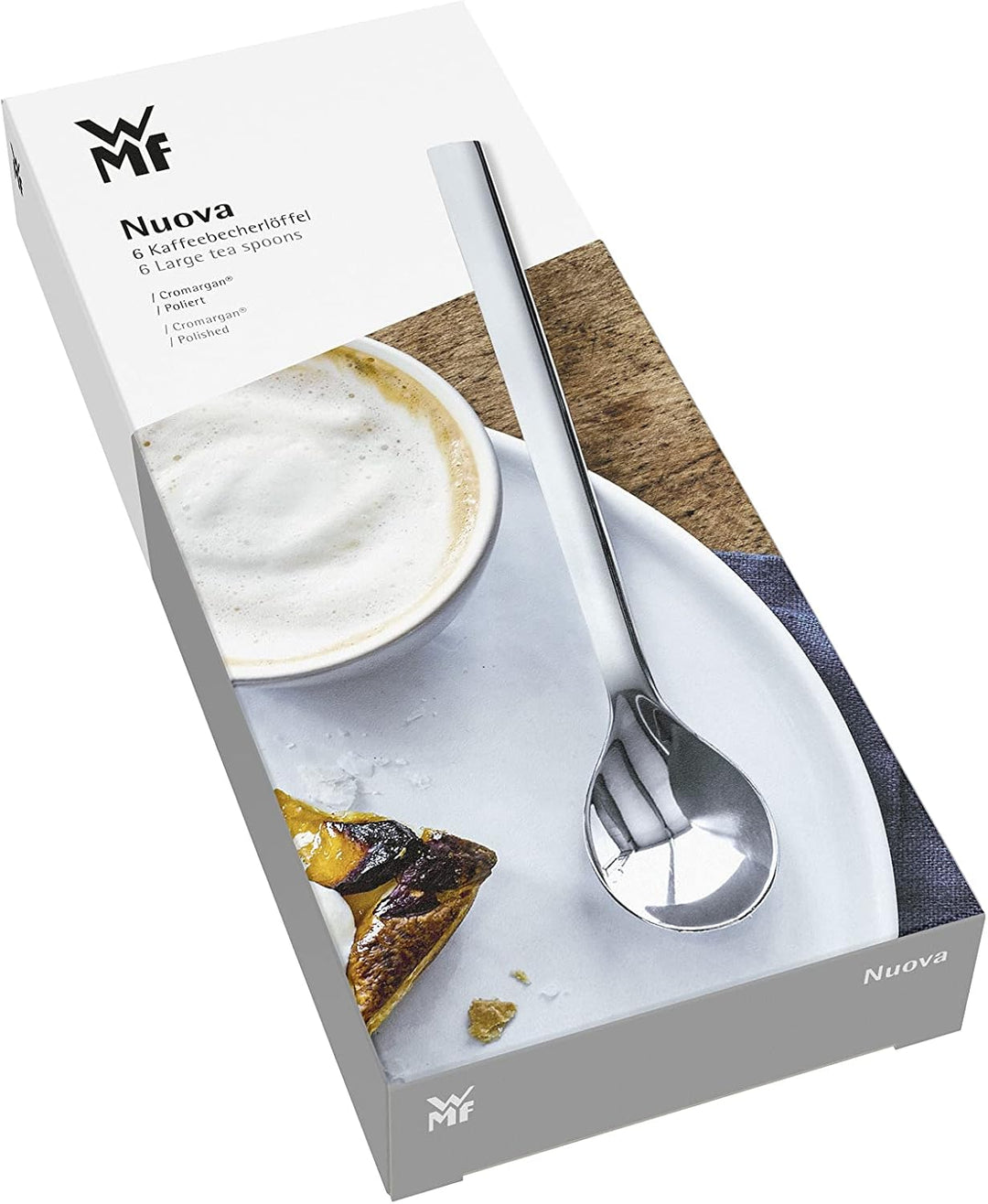 WMF Nuova Kaffeebecherlöffel Set 6-teilig, Kaffeelöffel gross 15,5 cm, Cromargan Edelstahl poliert,s