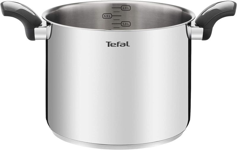 Tefal Emotion Kochtopf, hoch, 22 cm, 6 l, Edelstahl, dicker Boden für gleichmässige Hitzeverteilung,