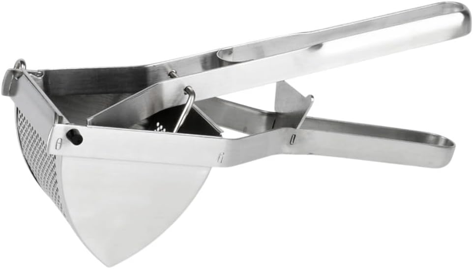 Vilde Kartoffelpresse Edelstahl 30 cm Silber Spätzlepresse Gemüsepresse für Püree Klösse Gnocchi Obs