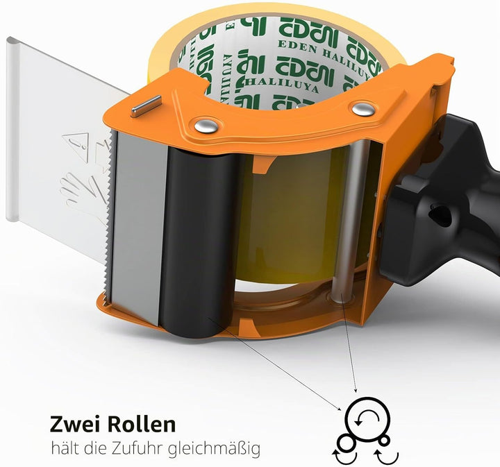 Packetband Handabroller mit Bremse Metallgehäuse Schnell Reload Klebebandabroller, Paketklebeband Pa
