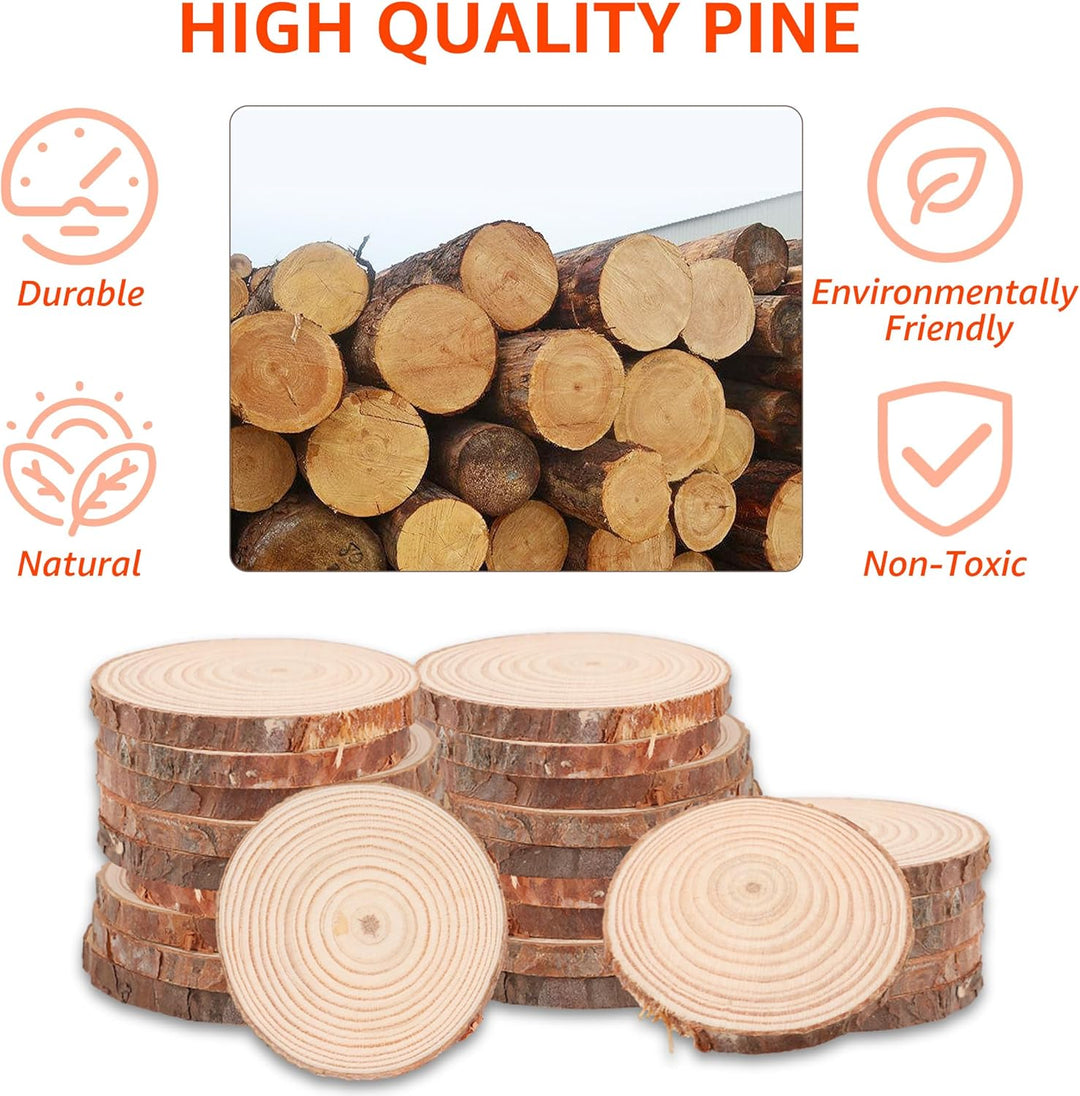 APACALI 100 Stück Holzscheiben, 5-6cm Baumscheiben mit Rinde, Holzscheiben Zum Basteln Ohne Loch, Ru