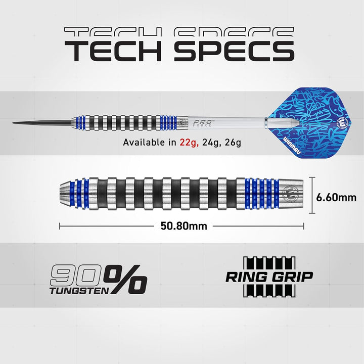WINMAU Advance 500 Series Dartpfeile mit dartflüge und Dart stiele 22G Blau, 22G Blau