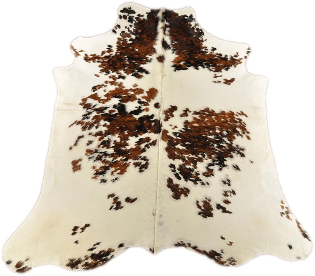 generisch KUHFELL STIERFELL Tricolor BRAUN Weiss Natur CA. 220 x 190 cm XL ECHTER KUHFELL Teppich VO