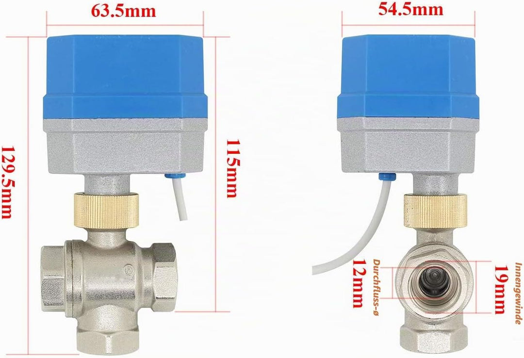 L typ - 3 wege motorkugelhahn 1/2 zoll edelstahl kugelventil elektrisch 12v zonenventil 3 wege