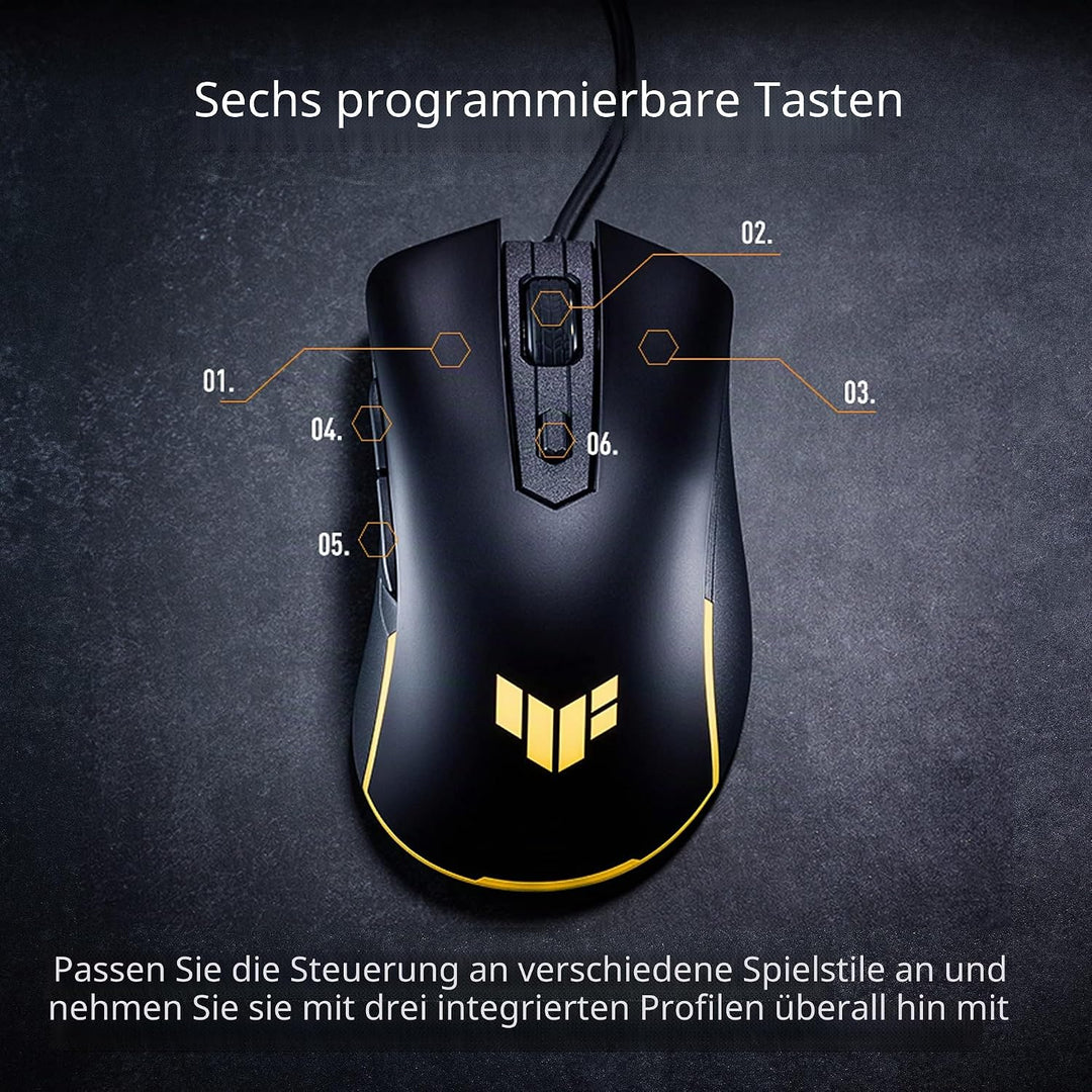 ASUS TUF Gaming M3 GEN II – kabelgebundene Gaming-Maus, Ultraleicht, 59 g, Sensor 8000 DPI, langlebi