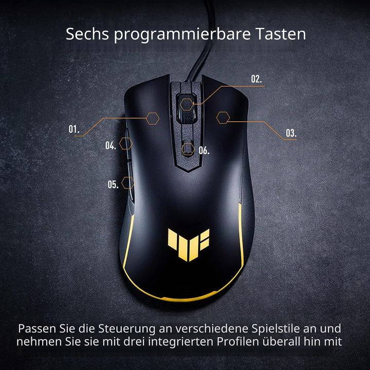 ASUS TUF Gaming M3 GEN II – kabelgebundene Gaming-Maus, Ultraleicht, 59 g, Sensor 8000 DPI, langlebi