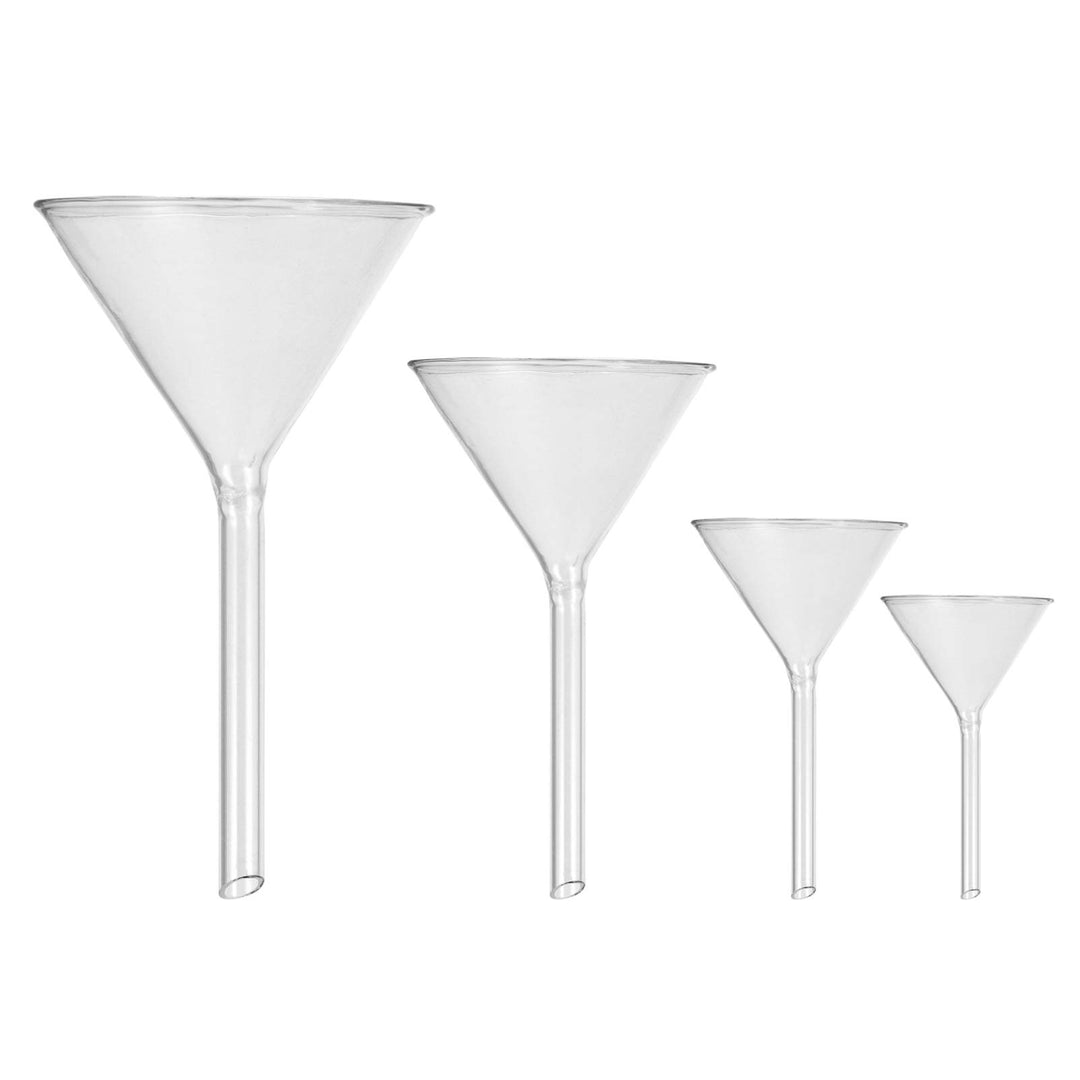 Healifty 4pcs Glas Trichter Set, Kurzer Stiel, Transparent, 40mm+50mm+75mm+100mm, Laborausrüstung fü