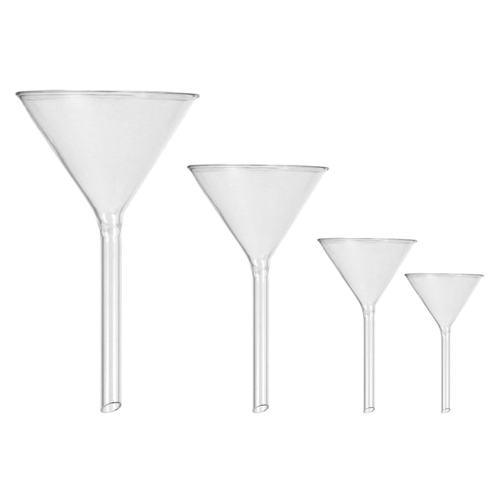 Healifty 4pcs Glas Trichter Set, Kurzer Stiel, Transparent, 40mm+50mm+75mm+100mm, Laborausrüstung fü