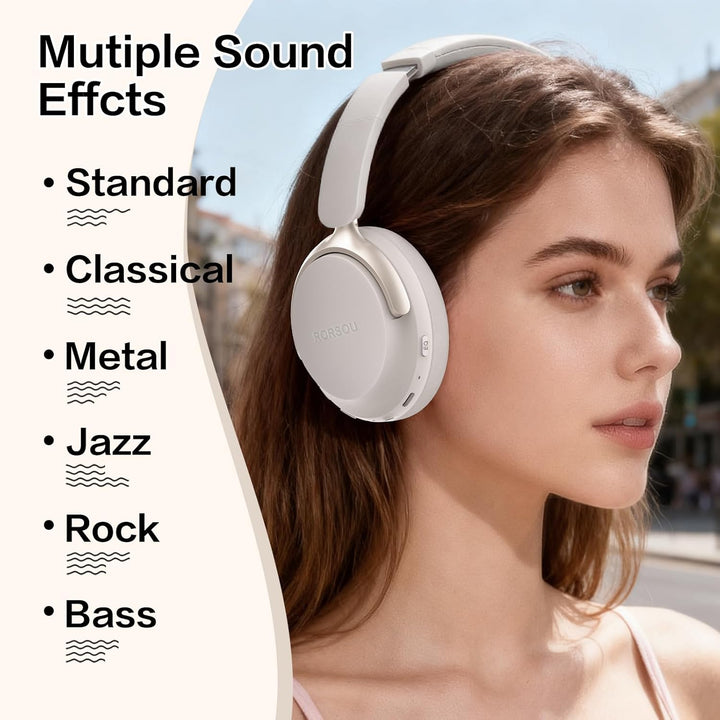 RORSOU B8 Bluetooth Kopfhörer Over Ear, 6 EQ Musikmodi und 50H Spielzeit Deep Bass Wireless Kopfhöre