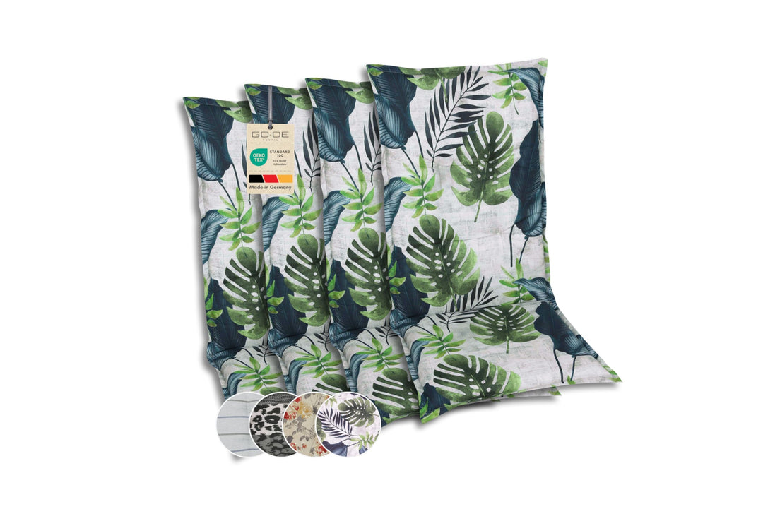 Bequeme und attraktive Polsterauflagen für Mittellehner-Gartenstühle (4er-Set, Palmblatt grün, Mitte