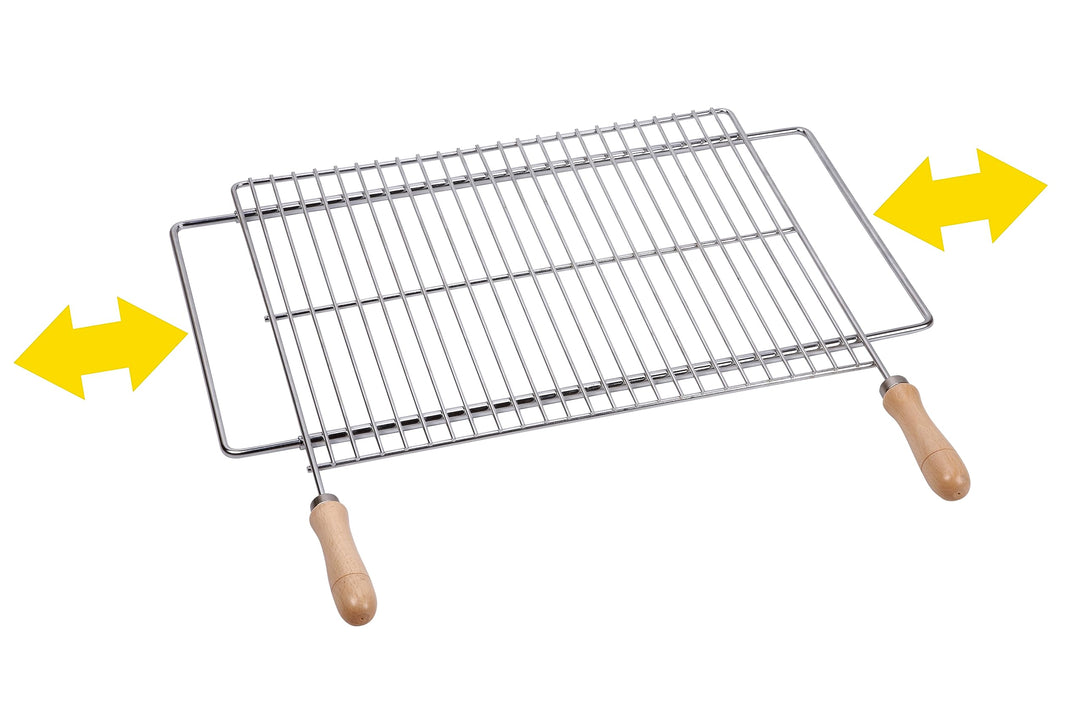 Sauvic 02810-Ausziehbarer Grillrost von 52 bis 62 cm. x 40 cm, aus 304 Edelstahl, 53.5x62.5x3 cm
