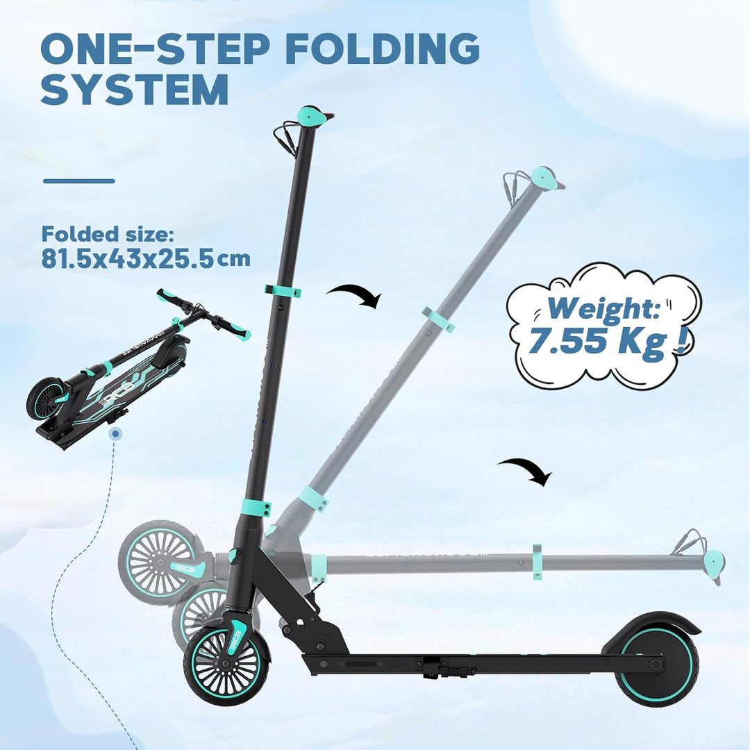 RCB R15 Elektroroller Kinder ab 8-12-16 Jahre, Faltbarer E Scooter, Max 20km/h, Reichweite 16KM, Nur