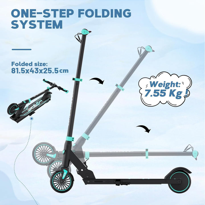 RCB R15 Elektroroller Kinder ab 8-12-16 Jahre, Faltbarer E Scooter, Max 20km/h, Reichweite 16KM, Nur