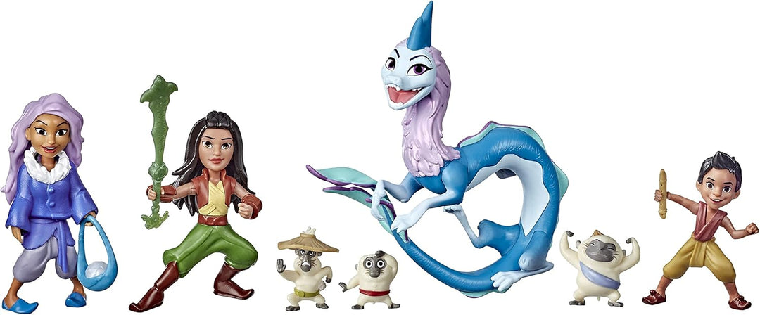 Hasbro Disney Prinzessinnen Raya und der letzte Drache Kumandra Spielset, 7 Puppen und Puppenzubehör