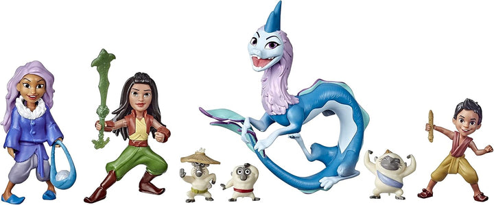 Hasbro Disney Prinzessinnen Raya und der letzte Drache Kumandra Spielset, 7 Puppen und Puppenzubehör
