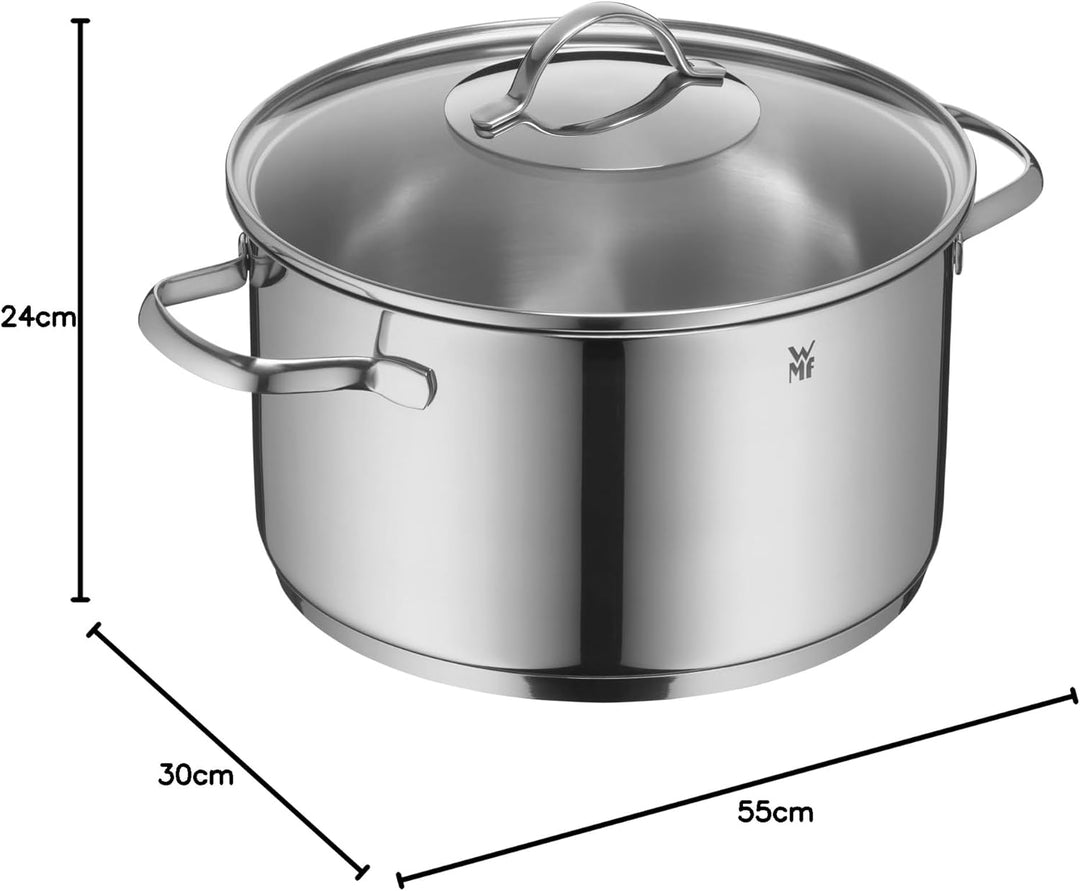 WMF Provence Plus Topfset Induktion 4-teilig, Kochtopf Set mit Glasdeckel, Cromargan Edelstahl polie