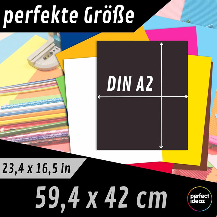 perfect ideaz 50 Blatt Fotokarton DIN-A2, 10 Farben, stabiler recycling Karton 300 g/m², Made in Ger