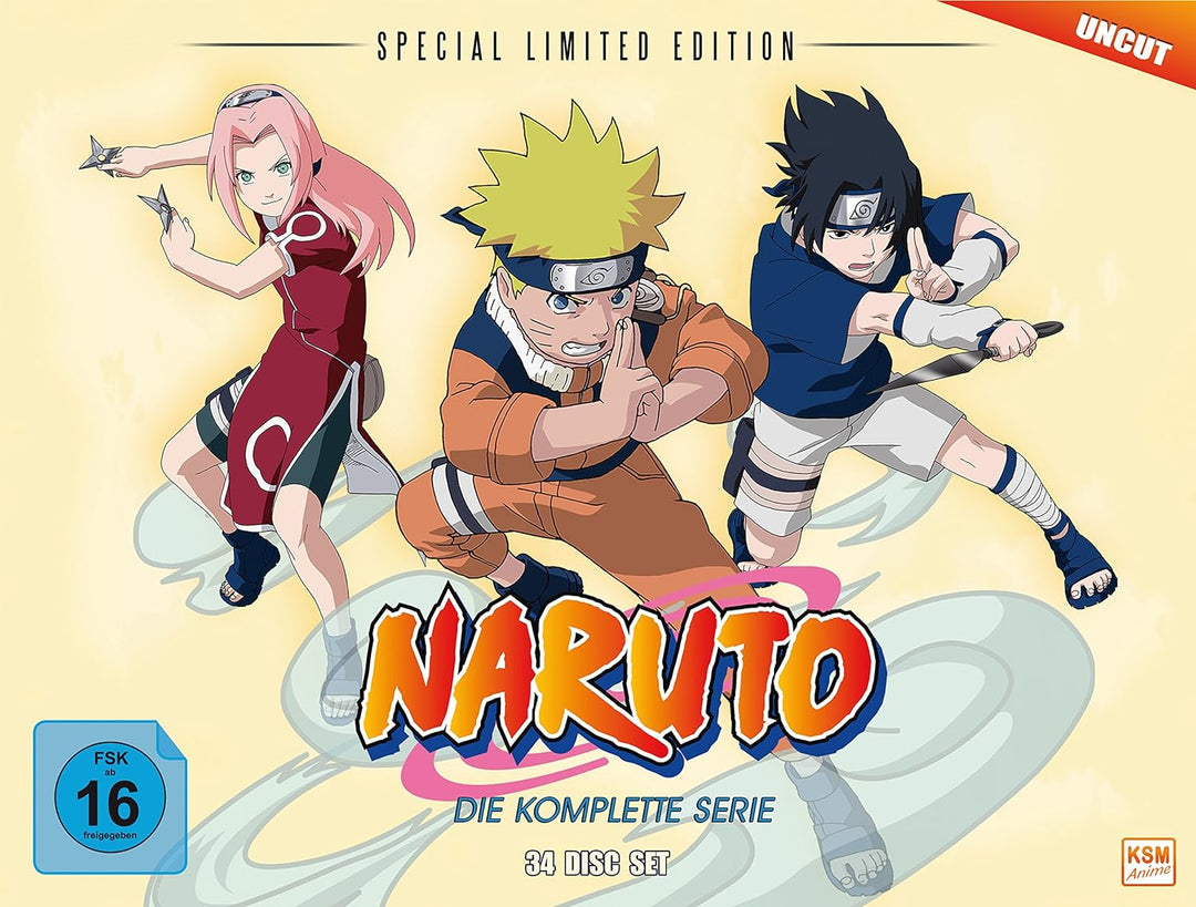Naruto Gesamt-Box (Special Limited Edition mit 8 Postkarten & Poster) (34 Disc Set), DVD