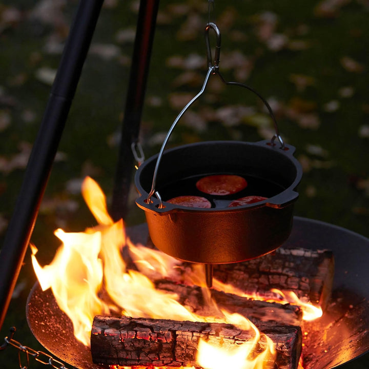 Barbecook Junko Gusseisen Kochtopf Dutch Oven zum Grillen und Schmoren ueber Feuer oder auf dem Gril