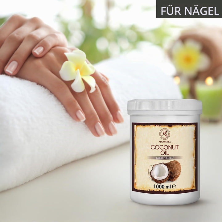 Kokosöl 1000ml - Cocos Nucifera - Indonesien - Kaltgepresst - Reines Kokosnussöl - Unraffiniert - In