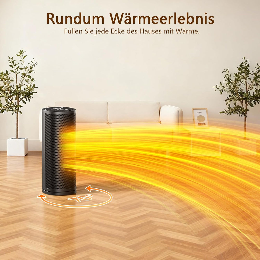 1800W Heizlüfter Energiesparend mit Fernbedienung,41 CM PTC Keramik Heizlüfter Leise,70°Oszillierend