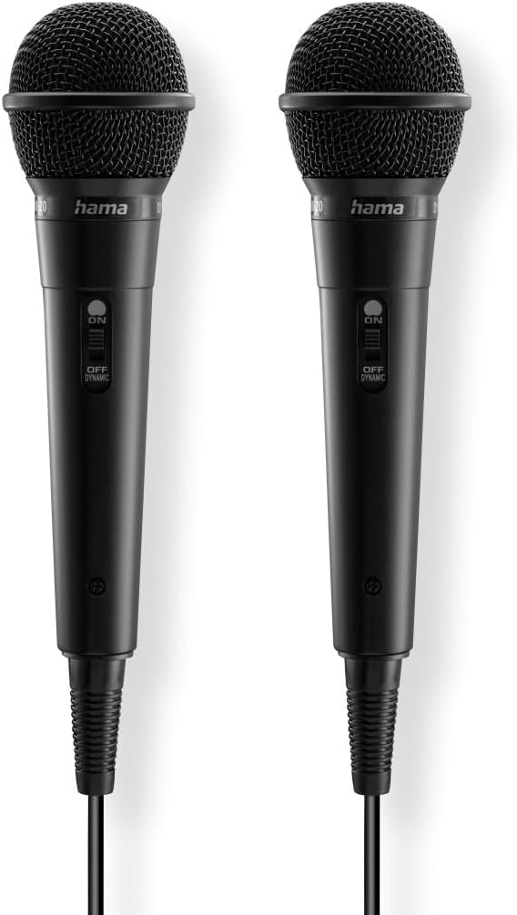 Hama Mikrofon, 2er Set (dynamisches Mikrofon, Handmikrofon mit Kabel, 3,55mm Klinke/6,35mm Klinke, i