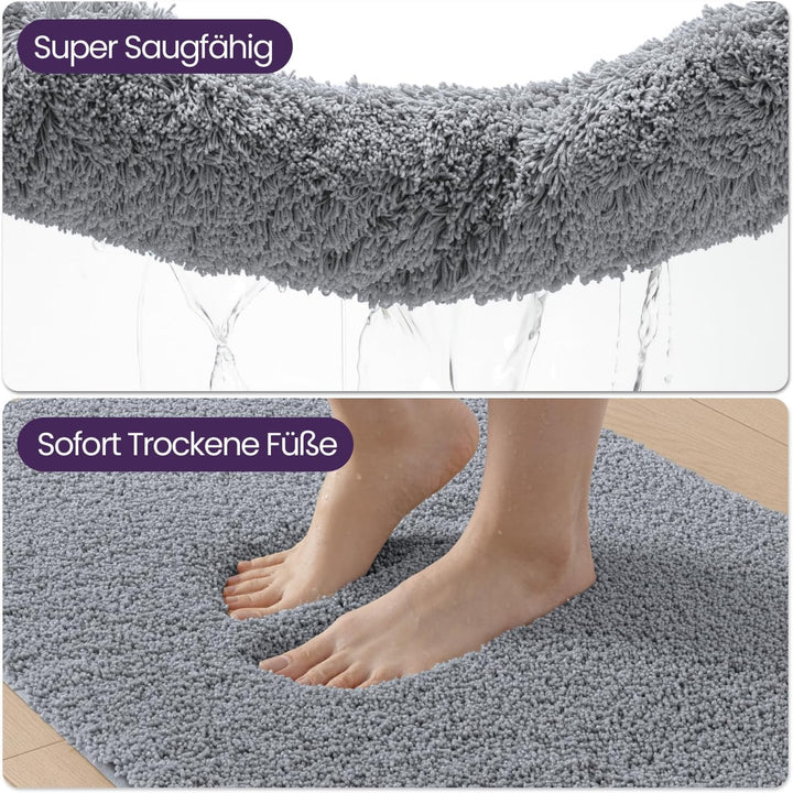 DEXI Badezimmerteppich 50 x 80 cm, Badematte rutschfest Saugfähig, Flauschig und Extra Dick, Badvorl
