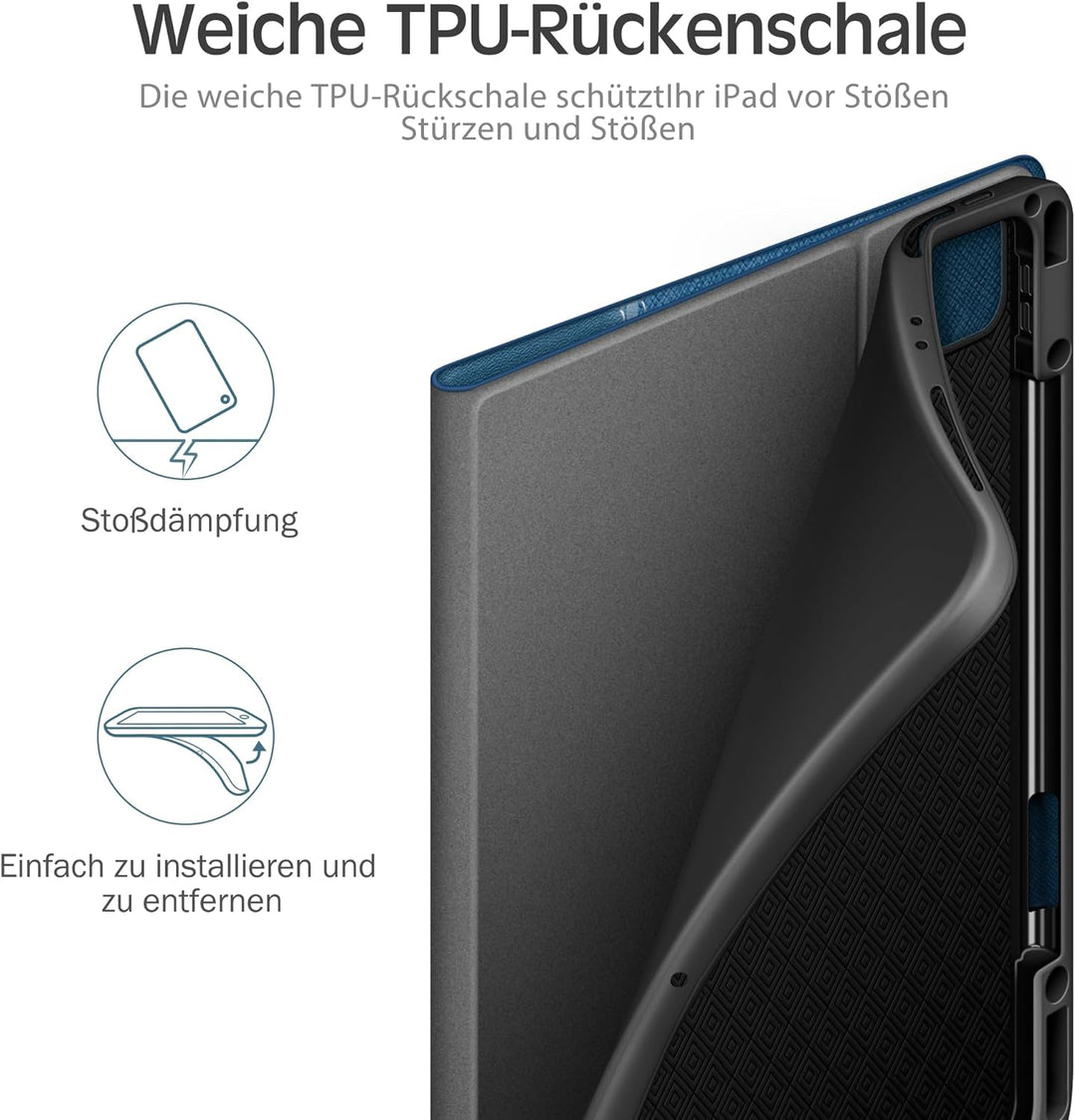 KingBlanc Hülle für iPad Pro 12,9 Zoll 2022 6. Generation 2021/2020/2018 (5./4./3. Gen) mit Stifthal