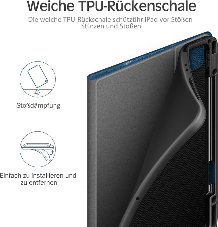 KingBlanc Hülle für iPad Pro 12,9 Zoll 2022 6. Generation 2021/2020/2018 (5./4./3. Gen) mit Stifthal