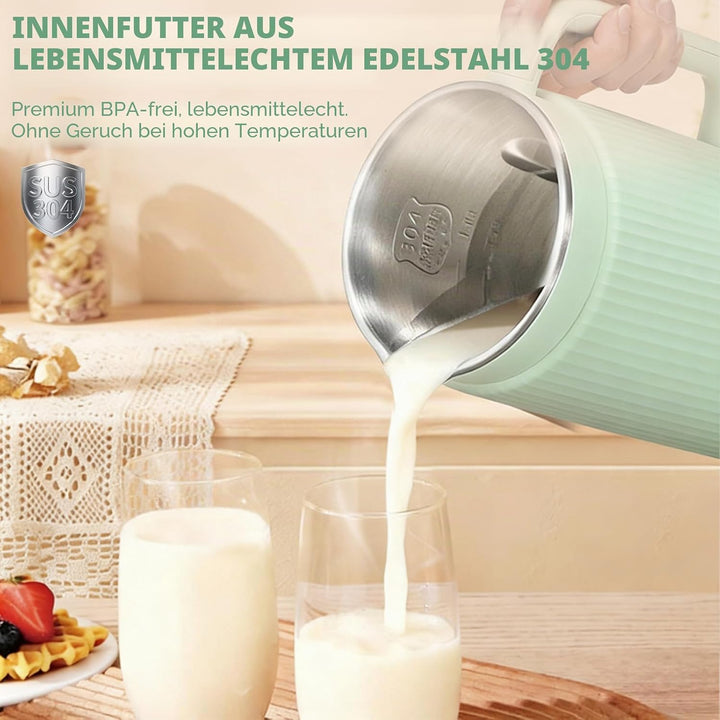 Nussmilchmaschine 8-in-1, Pflanzenmilchbereiter 1200 ml mit Selbstreinigung, Warmhaltefunktion &amp; Tim
