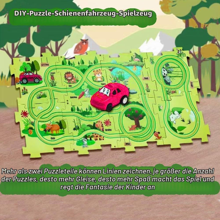 Auto Autorennbahn 12pcs DIY-Puzzlebahn für Kinder DIY-Route Cars Geschenkspiele ab 2-6 Jahren (Land)