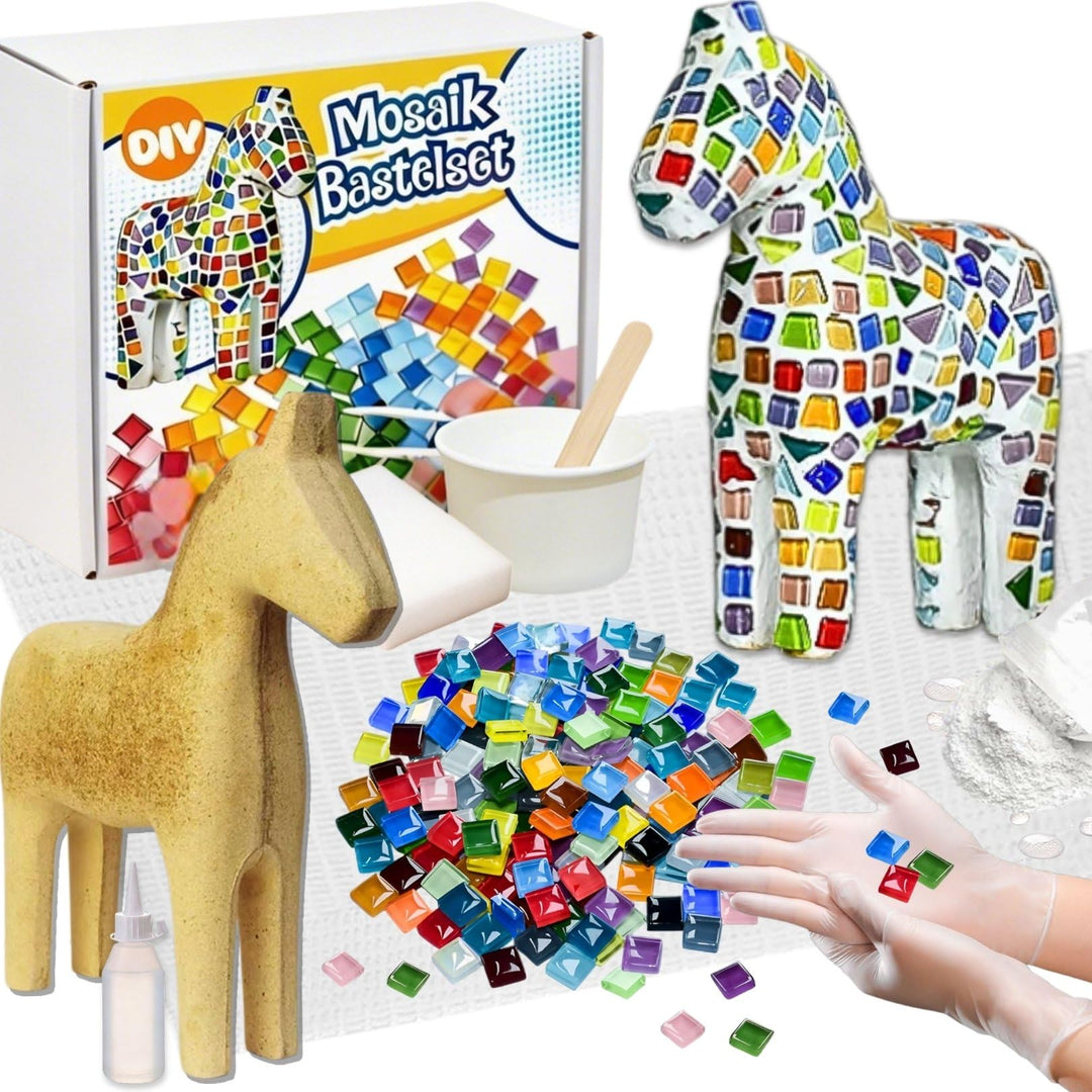 Mosaiksteine zum Basteln,Mosaik-Pferd-Set Mit Bunt Mosaikfliesen,Pferde Rohlinge,Materialien,Werkzeu