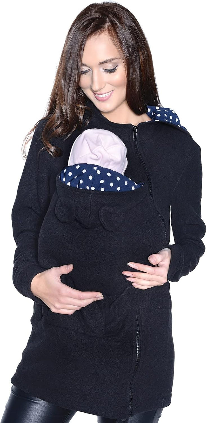 Tragejacke / Fleecepullover für Tragetuch Tragepullover für beide 3073A (44, Schwarz) 44 Schwarz, 44