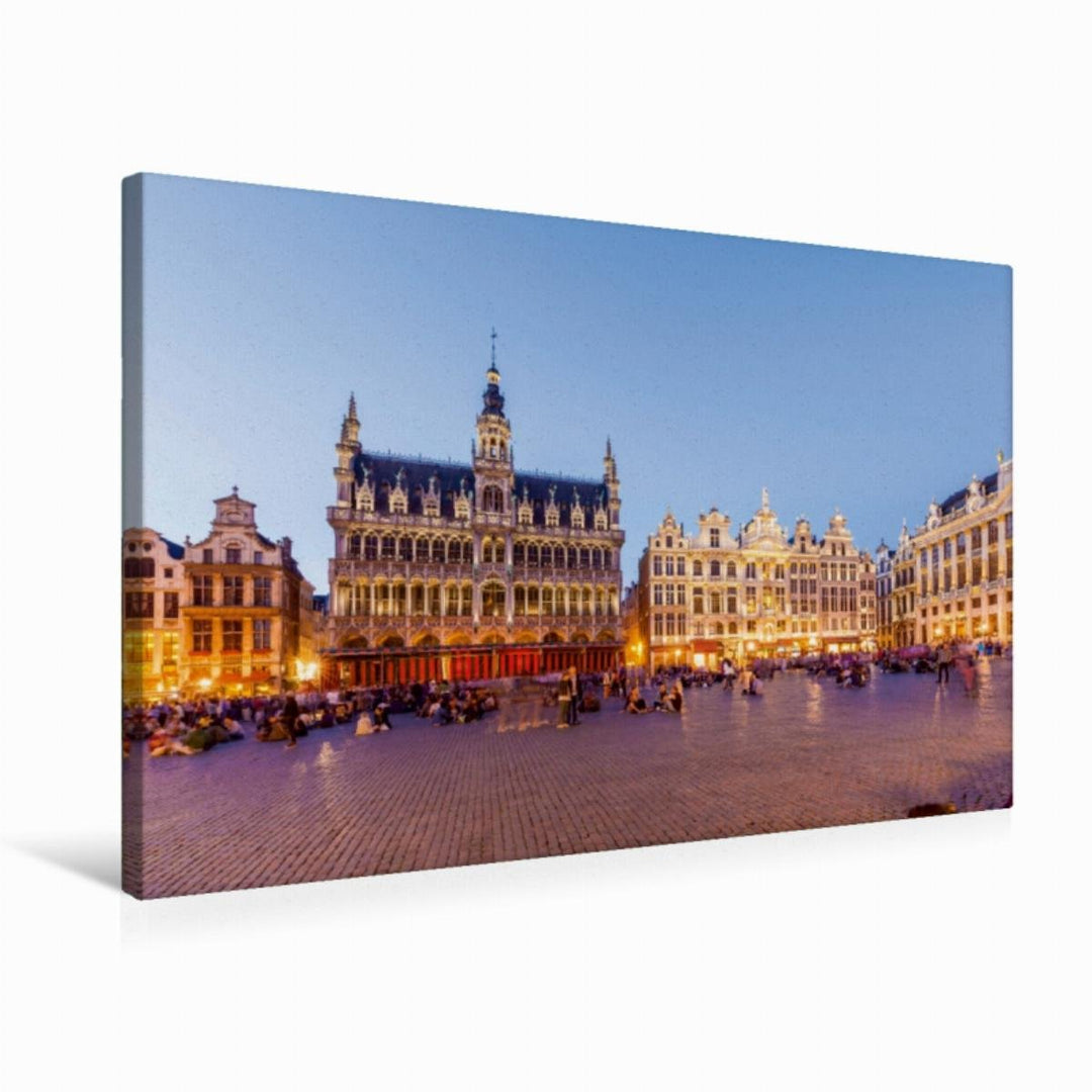 Premium Textil-Leinwand 75 x 50 cm Quer-Format Maison du Roi am Grand Place in Brüssel | Wandbild, H