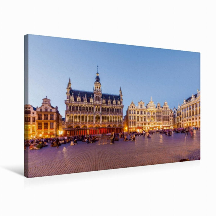 Premium Textil-Leinwand 75 x 50 cm Quer-Format Maison du Roi am Grand Place in Brüssel | Wandbild, H