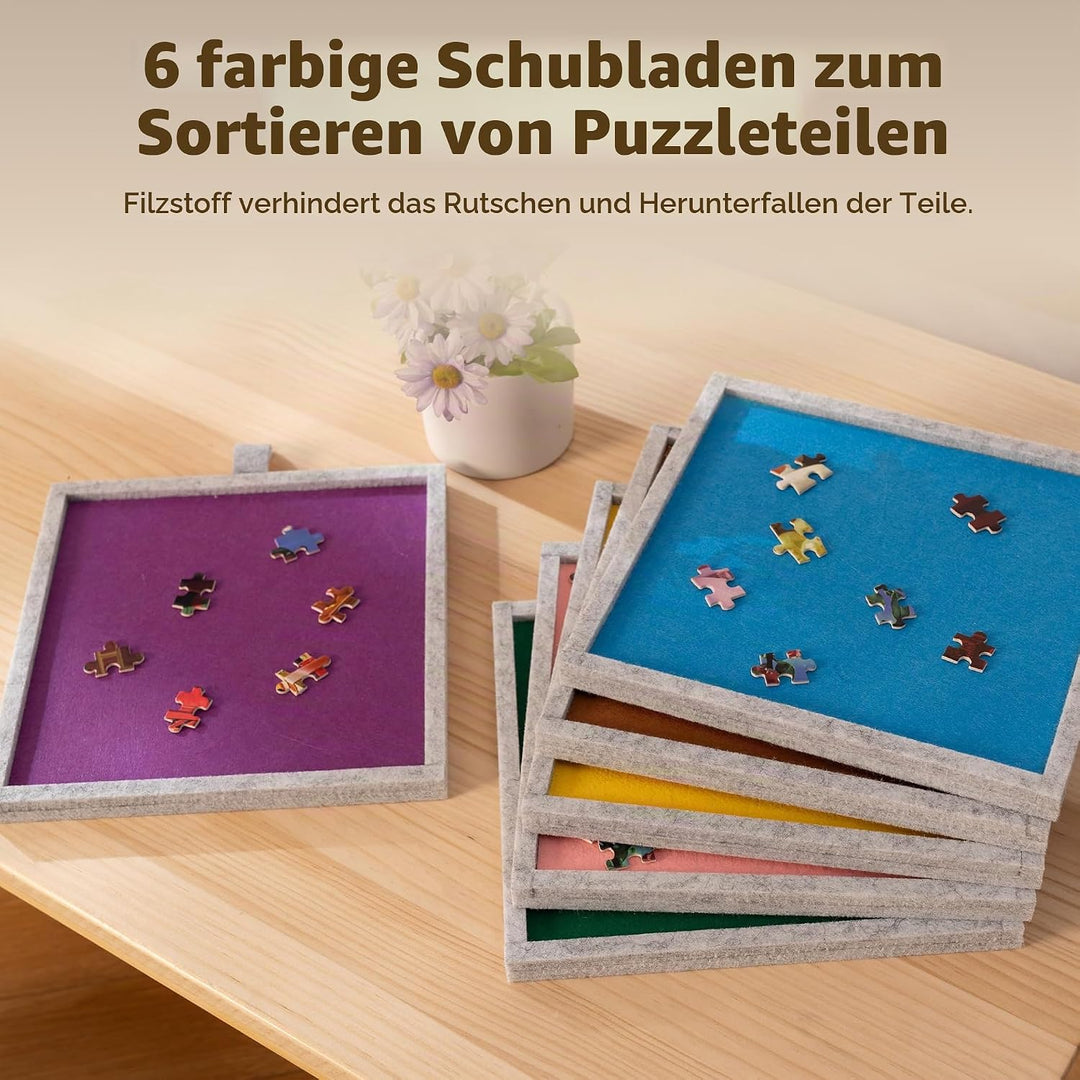 Tektalk klappbarer Puzzletisch mit Abdeckung, 3-Kippwinkel-Puzzleplateau, leichtes tragbares Filzpuz