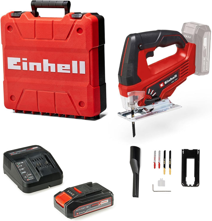 Einhell Akku-Stichsäge TC-JS 18 Li (1x2,5 Ah) Power X-Change (Li-Ion, 18 V, Pendelhubfunktion, Absau