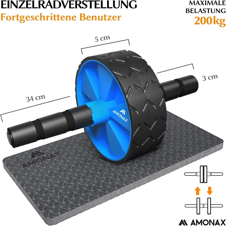 Amonax Bauchroller, bauchtrainer ab roller, bauchmuskeltrainer ab wheel set, mit Rutschfester, inkl.