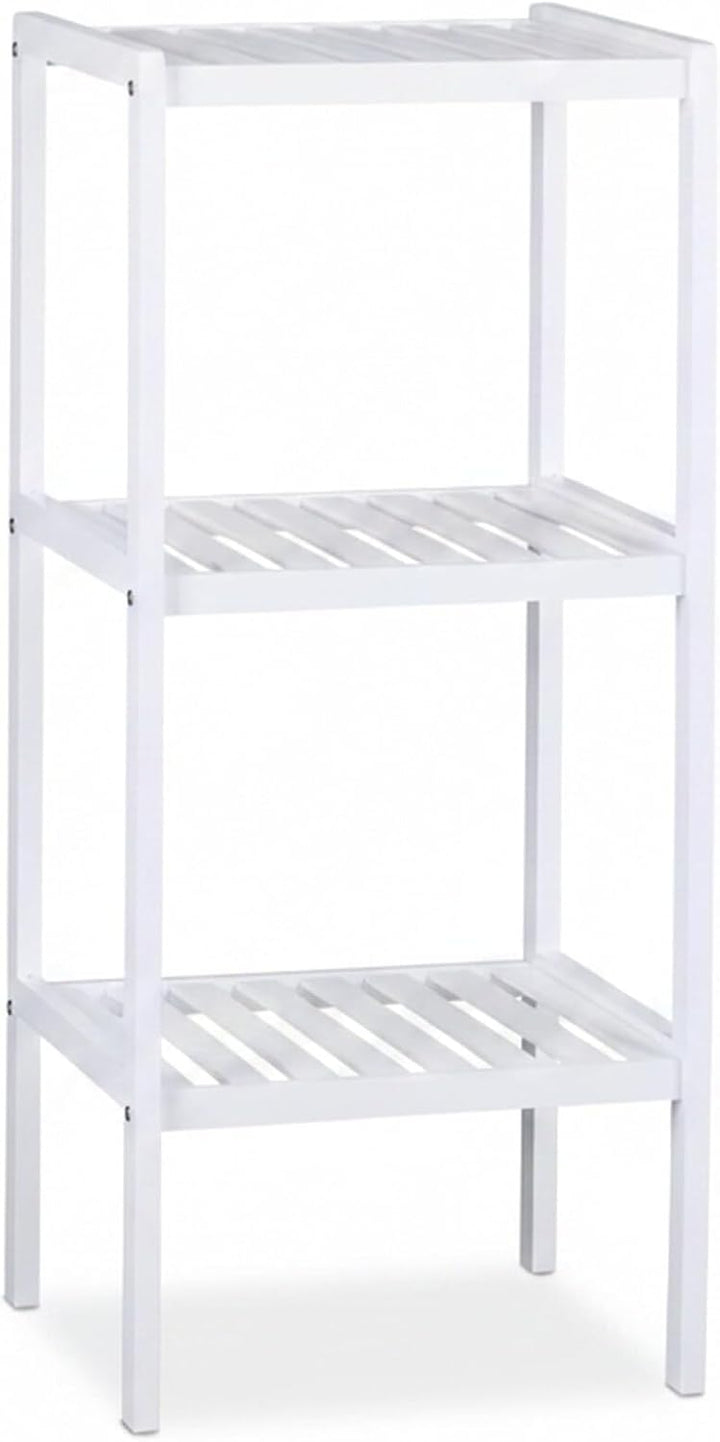 Relaxdays, weiss Bambus Badregal, 3 Ablageflächen, Holzregal, Standregal, Bambusregal, Küchenregal,