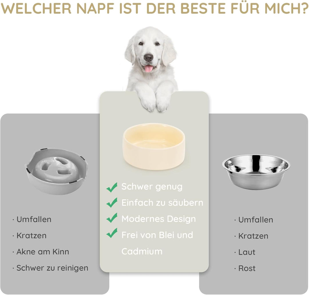 SPUNKYJUNKY Keramik Hundenapf 2pcs Fressnapf Futternapf Katzennapf Napf für Katzen und Hunde (400ml,