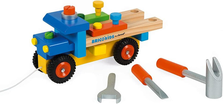 Janod - Brico'Kids Lastwagen zum Selberbauen, 2-in-1-Spielzeug zum Ziehen und für frühkindliches Ler