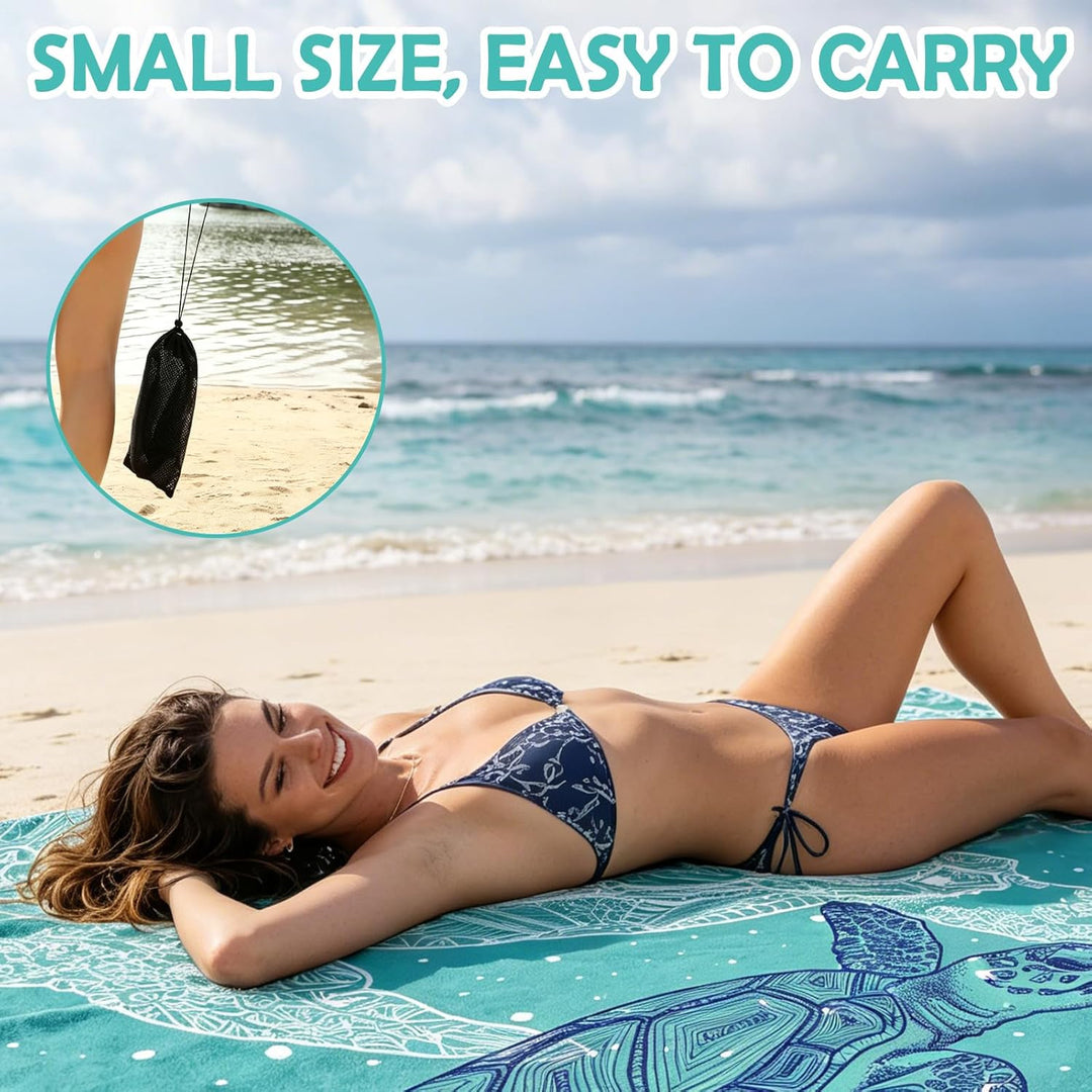 200×210cm Stranddecke Sandfrei, Picknickdecke Wasserdicht, Outdoor Funktion Strandmatte XXL, Mikrofa