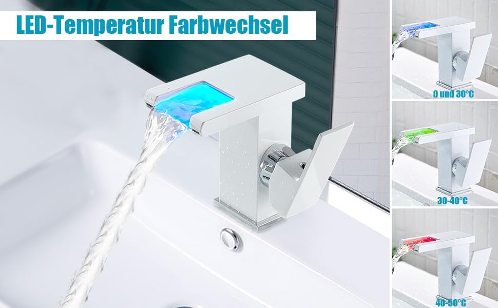 Wasserhahn Bad Waschbecken, Armatur Wasserfall, Kalte Und Heisse Armaturen, Badarmatur Mit 3/8" Heis