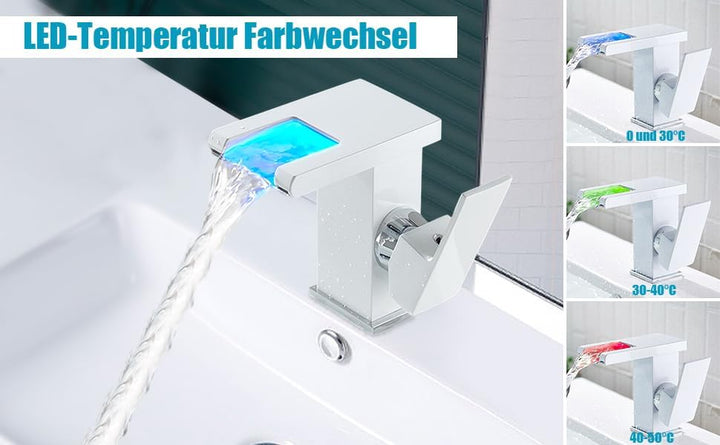 Wasserhahn Bad Waschbecken, Armatur Wasserfall, Kalte Und Heisse Armaturen, Badarmatur Mit 3/8" Heis
