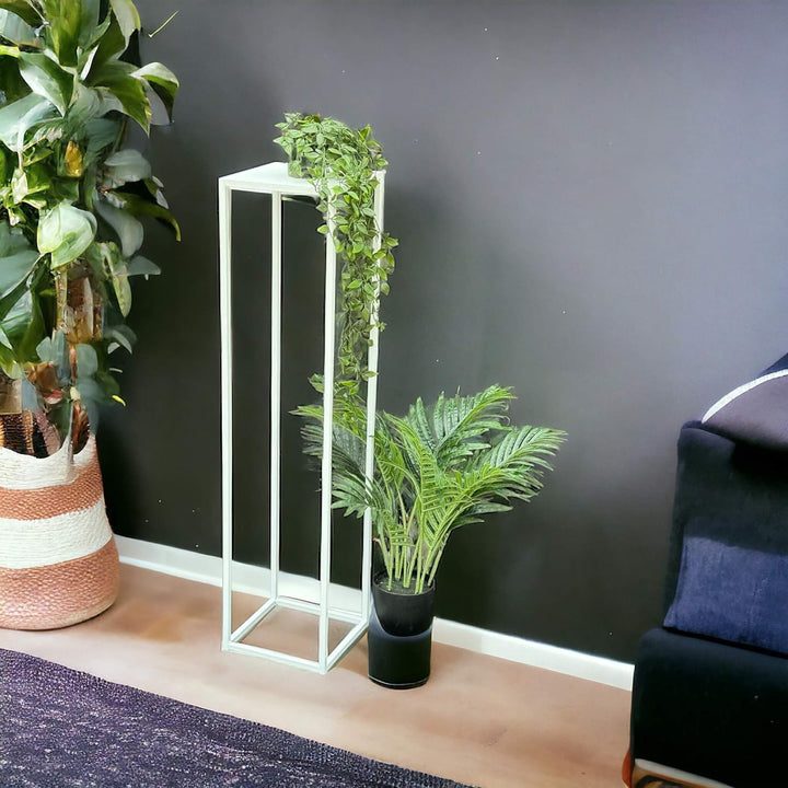 DanDiBo Blumenhocker Metall Weiss Eckig 100 cm Blumenständer Beistelltisch 96569 Blumensäule Pflanze