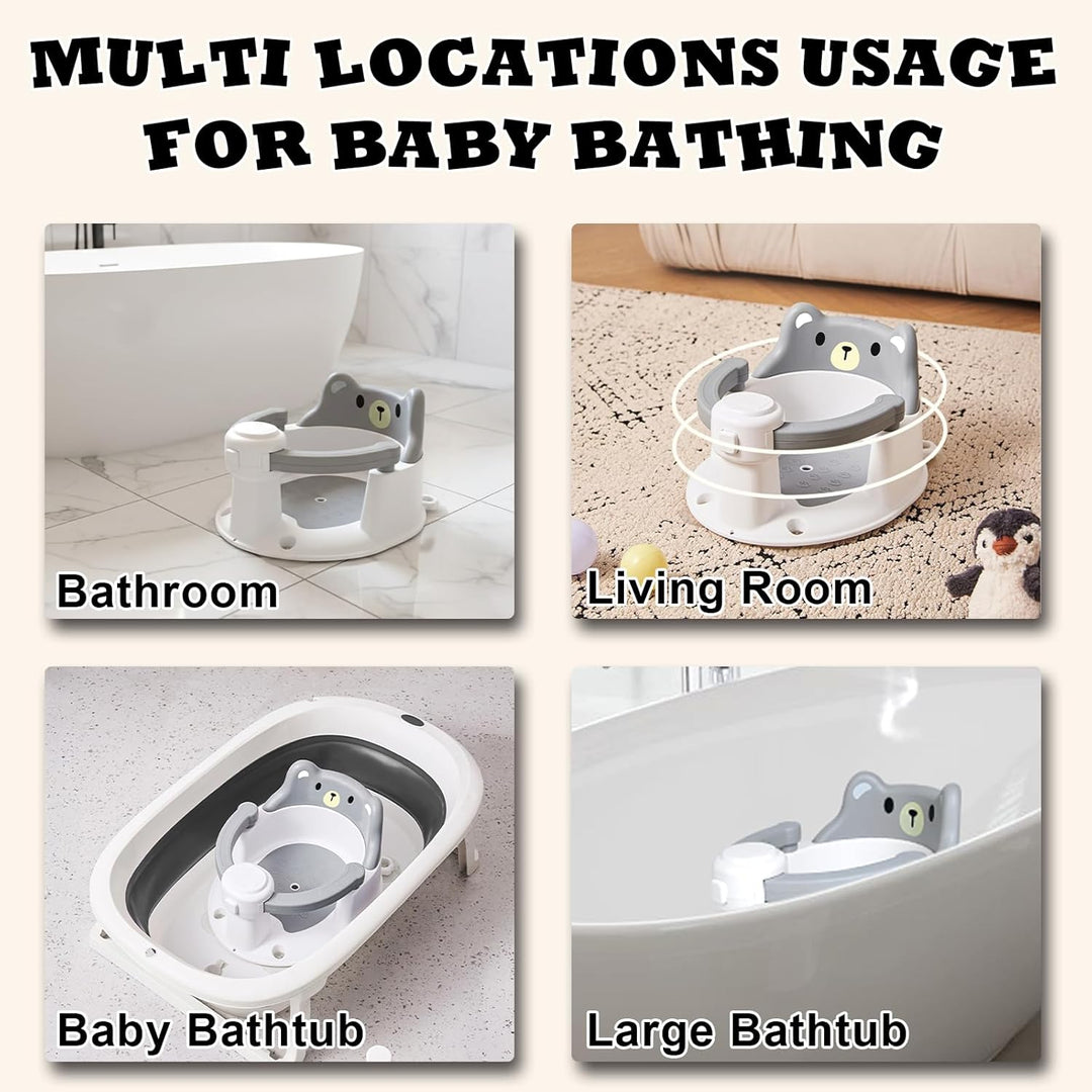 Baby Badewannensitz,Baby Badesitz ab 6 Monate,Bär Rutschfester Badesitz Baby mit 4 Saugnäpfen,360°Ru