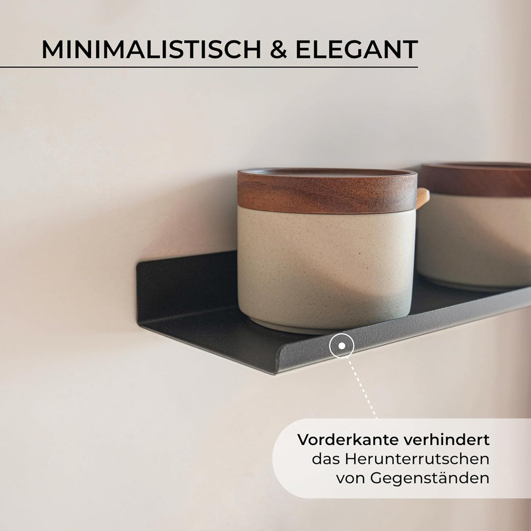 MILUKA Wandregal Schwarz Metall | Regal Wand 70 cm Long | Wandboards, Für Dekos, Bilderrahmen, Buch,